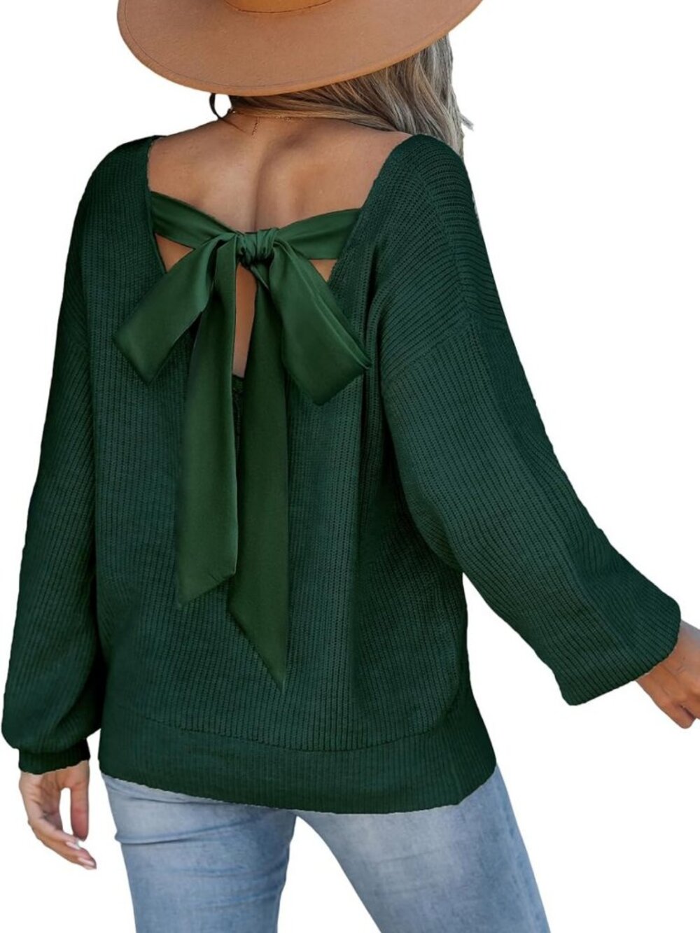 Cozy Bow Pullover Knit Sweater for Women - Trendy Casual Top, Perfect for Fall